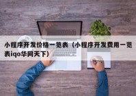 小程序开发价格一览表（小程序开发费用一览表iqo华网天下）