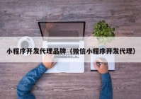 小程序开发代理品牌（微信小程序开发代理）