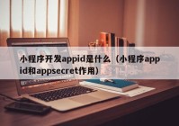 小程序开发appid是什么（小程序appid和appsecret作用）